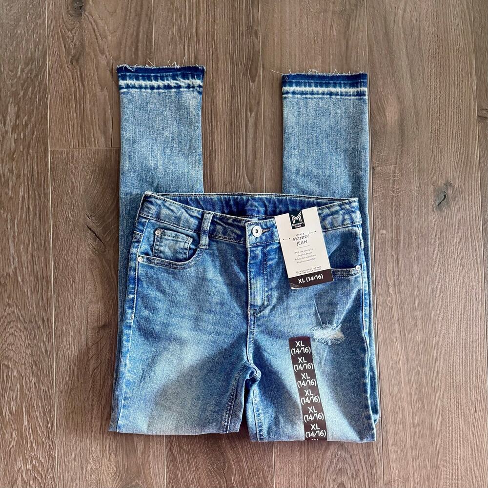 Member’s Mark Skinny Jeans Distressed Light Wash Stretch Girls XL / 14-16